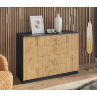 Современный Комод №6 - 2Д+4Я Антрацит ЛДСП (1200х450х850 мм)  Киевский Стандарт