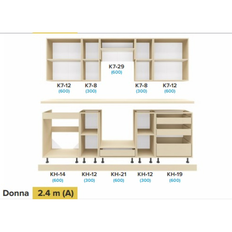 Кухня Donna / Донна 2.4 м (А) — пряма компактна кухня з фасадом МДФ від Київського Стандарту