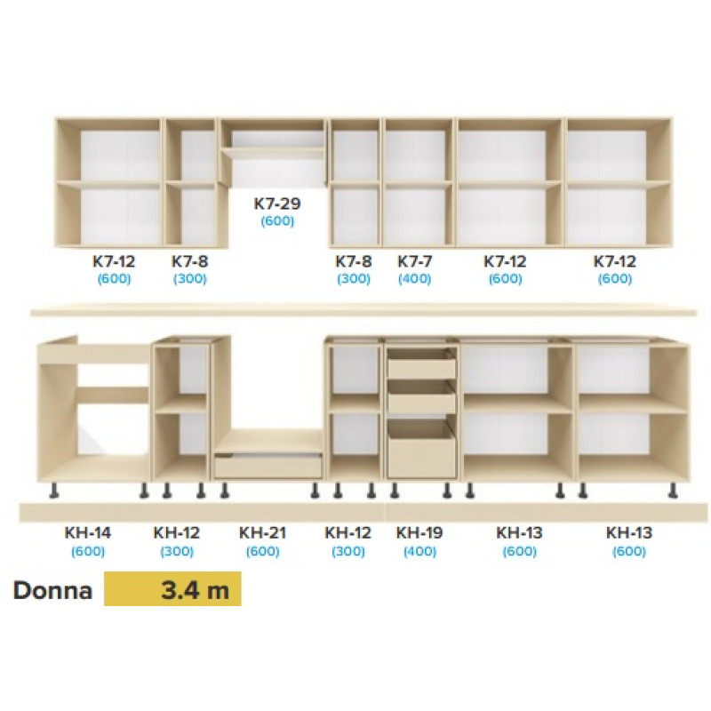 Кухня Donna 3.4 м — простора пряма кухня з фасадом МДФ від Київського Стандарту
