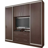 Шафа-купе Кіноман з ТВ-нішою та ящиками ЛДСП (210х45х210 см) Київський Стандарт