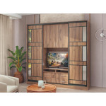 Шафа-купе Кіноман з ТВ-нішою та ящиками ЛДСП Дуб Ліворно (210х45х210 см) Київський Стандарт