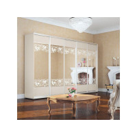 Шкаф-купе Стандарт Пятидверный 3800 мм ЛДСП Кашемир на опоре 30 мм Киевский Стандарт