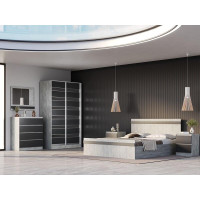 Спальний гарнітур Іда ЛДСП Сосна Натті / Антрацит Київський Стандарт