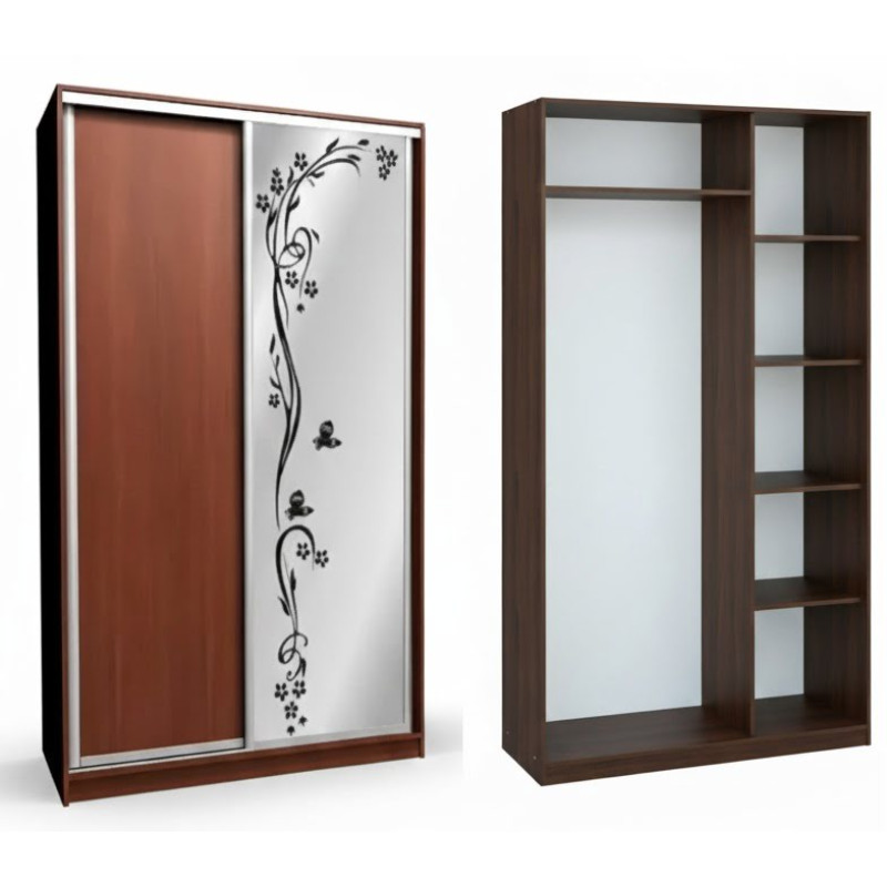 Шафа-купе двохдверна — фасади ДСП + піскоструй, фабрика Цезарь