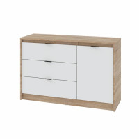 Комод з дверима та трьома ящиками Сіті -1150 / 115х38х75 см. Дуб сонома/Білий Еверест