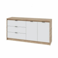 Великий комод 2 двері та 3-ма ящиками Сіті -1500 / 150х38х75 см. Дуб сонома / Білий Еверест