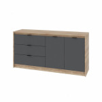 Великий комод 2 двері та 3-ма ящиками Сіті -1500 / 150х38х75 см. Дуб сонома / Графіт Еверест