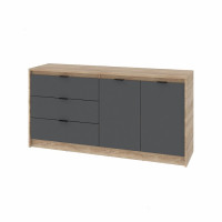 Великий комод 2 двері та 3-ма ящиками Сіті -1500 / 150х38х75 см. Дуб сонома / Графіт Еверест
