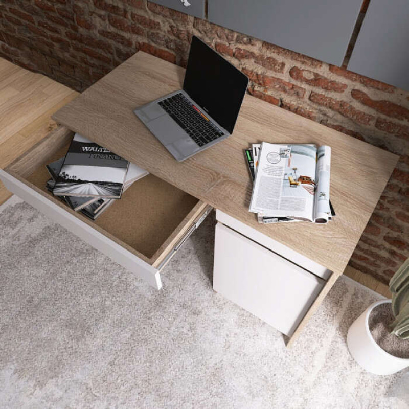 Письмовий стіл із 2 шухлядами Сіті-1100 — Дуб Сонома / Білий Еверест