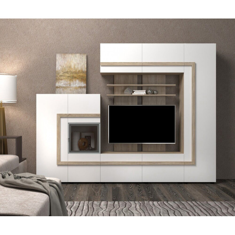 Стінка Сафо Мастер Форм 2540×380×2000 мм Дуб сонома / Білий