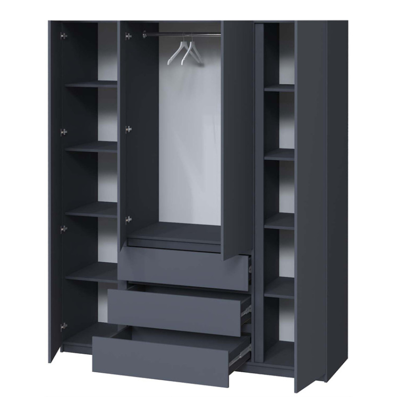 Шафа з дзеркалом Мастер Форм Брайт 1640х520х2000 мм. Антрацит