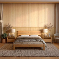 Двуспальная деревянная кровать Новара Орех светлый 160х200 см Mebigrand