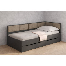 Дитяче ліжко Соня-4 Антрацит 90×200 см з м’якими велюровими боками та шухлядами