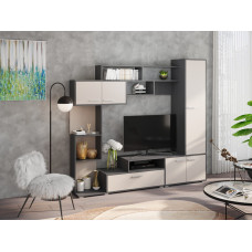 Стінка у вітальню Монако 211×41×194 см Антрацит / Кашемір