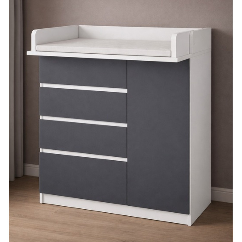 Комод пеленальний К-4+1 білий фасад Бетон