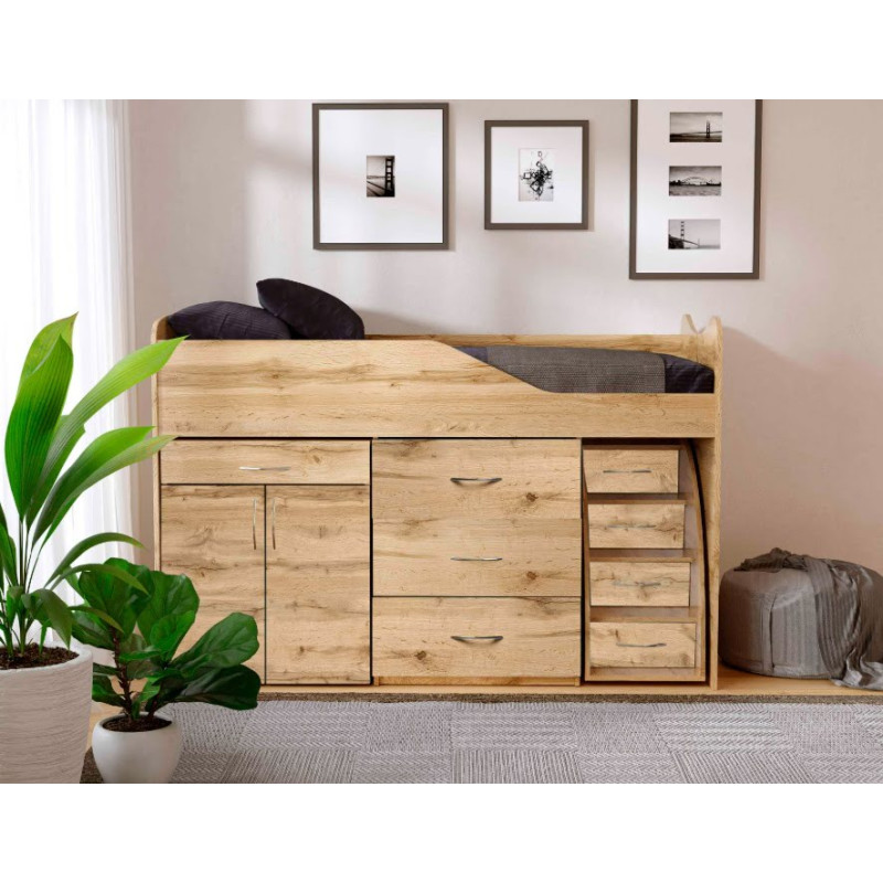 Ліжко-чердак з комодом та сходами-гіркою Бедрум 5