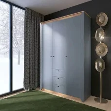 Велика розпашна шафа з ящиками Нордік-1400 Дуб крафт золотий + графіт Еверест